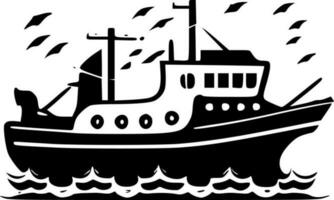 barca - nero e bianca isolato icona - vettore illustrazione