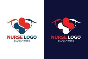 assistenza infermieristica moderno minimalista logo. medico clinica logo design modello. Ospedale, infermiera, diagnostico logo vettore