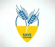 In piedi con Ucraina, badge nel blu e giallo con no guerra, supporto Ucraina vettore