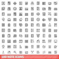 100 Nota icone impostare, schema stile vettore