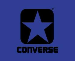 conversare marca logo con nome nero design scarpe simbolo vettore illustrazione con blu sfondo