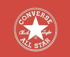 conversare tutti stella logo scarpe marca bianca simbolo design vettore illustrazione con rosso sfondo