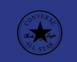 conversare tutti stella logo marca nero scarpe simbolo design vettore illustrazione con blu sfondo