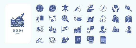 collezione di icone relazionato per zoologia, Compreso icone piace animale cellula, animale, uccelli, ittiologia e Di Più vettore