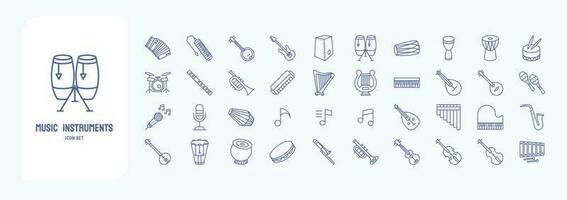 musica strumenti, Compreso icone piace fisarmonica, banjo, basso chitarra, conga e Di Più vettore