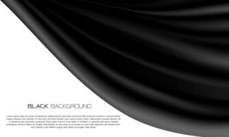 realistico nero tessuto tenda curva onda su bianca design lusso sfondo vettore