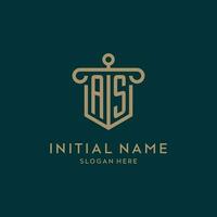 come monogramma iniziale logo design con scudo e pilastro forma stile vettore