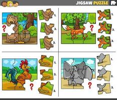 sega puzzle Giochi impostato con cartone animato animale personaggi vettore
