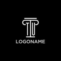 tu monogramma iniziale logo con pilastro forma icona design vettore