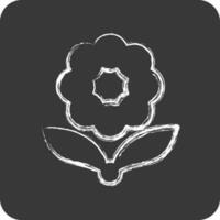 icona fiore. relazionato per flora simbolo. gesso stile. semplice illustrazione. pianta. quercia. foglia. rosa vettore