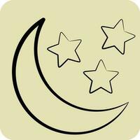 icona Luna e stelle. relazionato per stelle simbolo. mano disegnato stile. semplice design modificabile. semplice vettore icone