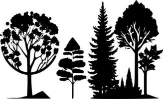 alberi, minimalista e semplice silhouette - vettore illustrazione