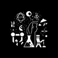 scienza - nero e bianca isolato icona - vettore illustrazione