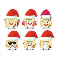 Santa Claus emoticon con certificato carta cartone animato personaggio vettore