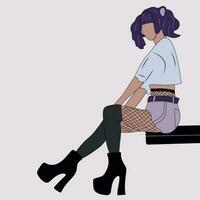 Giappone anime cosplay, ragazza cosplay con viola capelli . vettore illustrazione isolato