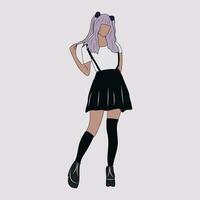 Giappone anime cosplay, ragazza cosplay con viola capelli . vettore illustrazione isolato