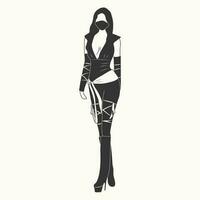 cosplay bellissimo donna con nero completo da uomo ninja. vettore illustrazione isolato