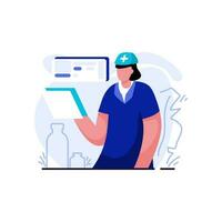infermiera manager piatto illustrazione minimalista di chiave dipendenti assistenza sanitaria industria. moderno vettore concetti per ragnatela pagina sito web sviluppo, mobile App