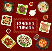 coreano cucina cartone animato vettore manifesto, Corea pasti