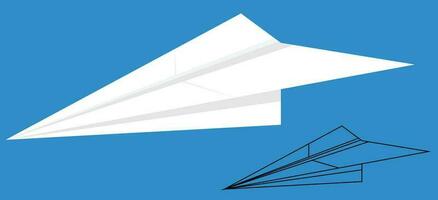 carta aereo, piegato carta aereo, origami, aereo, aquilone, bambini giocattoli, carta aereo vettore illustrazione, bianca carta, blu cielo, aereo lineamenti, minimalista disegno, adatto per educativo soddisfare