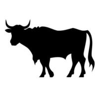animale mammifero mucca adulto silhouette nero e bianca vettore
