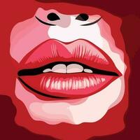 femmina labbra con rosso rossetto vettore