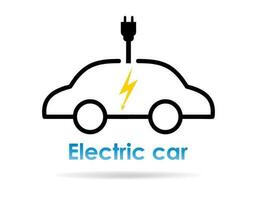 vettore illustrazione di elettrico motorizzato auto e ricarica punto icone stile.
