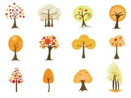 oggetto molti alberi per autunno e colorato le foglie. vettore