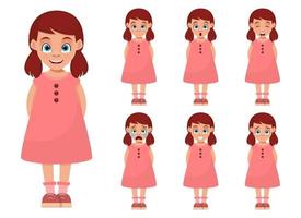illustrazione di progettazione di vettore di espressioni del viso di bambina isolato su priorità bassa bianca