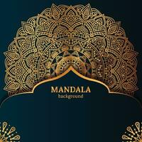mandala di lusso con motivo arabesco dorato stile arabo islamico orientale vettore