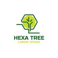 modello di logo albero hexa vettore
