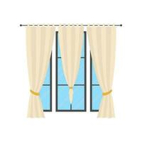 finestra con bianca tenda. isolato cartone animato stile. vettore