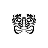 tribale maschera. nero tatuaggio nel il stile di il antico tribù. hawaiano stile. vettore al di sopra di bianca sfondo.