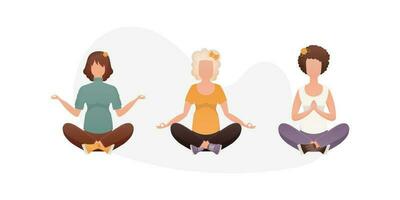 impostato donne fare yoga. isolato. vettore. vettore