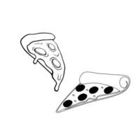 Pizza fetta linea icona. Pizza piatto linea icona. Pizza fetta con peperoni piatto icona per applicazioni e siti web. vettore magro cartello di italiano veloce cibo bar logo. pizzeria illustrazione.