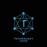 tecnologia t lettera logo vettore