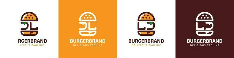 lettera jl e lj hamburger logo, adatto per qualunque attività commerciale relazionato per hamburger con jl o lj iniziali. vettore