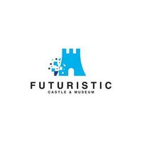 futuristico castello icona logo attività commerciale vettore design modello. moderno digitale palazzo logo design vettore idee con piatto, elegante e minimalista stili