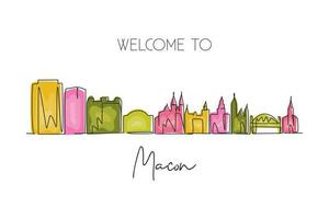 skyline della città di macon, georgia, disegno a una sola linea. paesaggio storico mondiale della città. migliore cartolina di destinazione per le vacanze. tratto modificabile illustrazione vettoriale grafica di disegno a linea continua alla moda