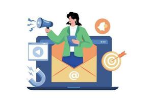 un' digitale marketing Spedire e-mail marketing per cliente vettore