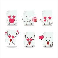 vuoto foglio di carta cartone animato personaggio con amore carino emoticon vettore