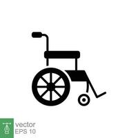 handicap sedia a rotelle icona. semplice solido stile. sedia, ruota, Disabilitato, lesione, medico concetto. nero silhouette, glifo simbolo. vettore simbolo illustrazione isolato su bianca sfondo. eps 10.