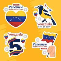 contento Venezuela indipendenza giorno etichetta piatto cartone animato mano disegnato modelli sfondo illustrazione vettore