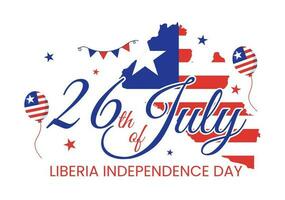 contento Liberia indipendenza giorno vettore illustrazione con agitando bandiera nel nazionale vacanza su luglio 26 piatto cartone animato mano disegnato atterraggio pagina modelli