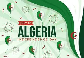 contento algeria indipendenza giorno vettore illustrazione con agitando bandiera nel piatto cartone animato mano disegnato atterraggio pagina verde sfondo modelli
