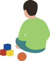 vettore di poco ragazzo bambino piccolo bambino indietro Visualizza con cubi e palla dietro a illustrazione