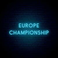 Europa campionato blu neon cartello. vettore