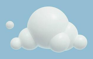 3d nube icona. realistico plastica tre dimensionale design elemento su blu cielo sfondo. carino bambino giocattolo vettore illustrazione.
