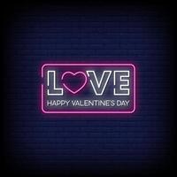 felice giorno di San Valentino insegne al neon stile testo vettoriale