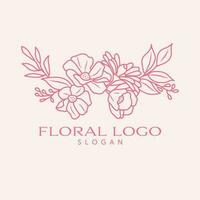 floreale vettore logo design. fiori e le foglie emblema. cosmetici logo modello.